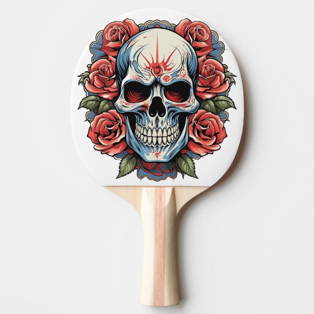 🌹 "Skull & Ro: Bold Elegance Ping Pong Paddle" Pingisracket (Framsidan)