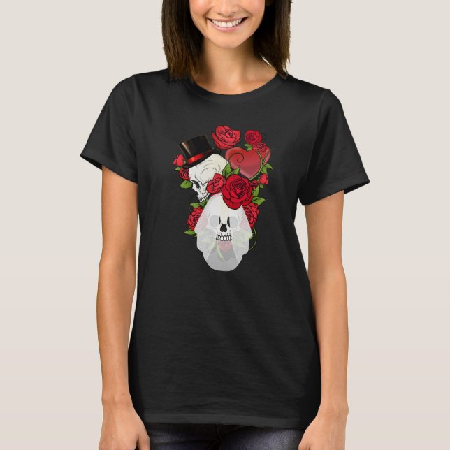 Skull Ro Bride and Groom Tee Shirt (Framsida)