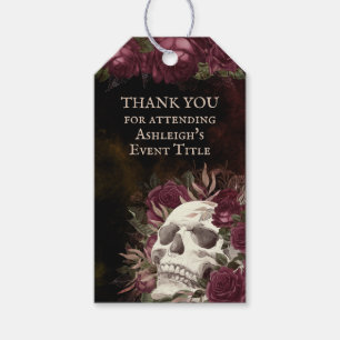 Skull Ro Burgundy Black Mörk Grunge Presentetikett