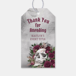 Skull Ro Burgundy Maroon Grått Personlig Presentetikett
