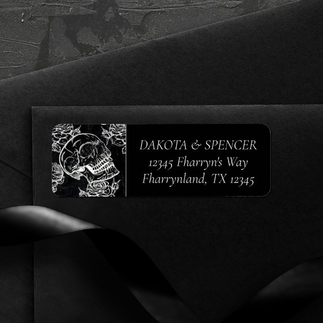 Skull Ro Chalk | Funky Gothic Grunge Adress Returadress Etikett (Skapare uppladdad)