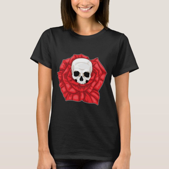 Skull Ro Flower T Shirt (Framsida)