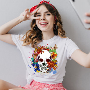 Skull Ro Flowers T Shirt