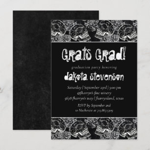 Skull Ro Funky Chalkboard Grunge Studenten Inbjudningar