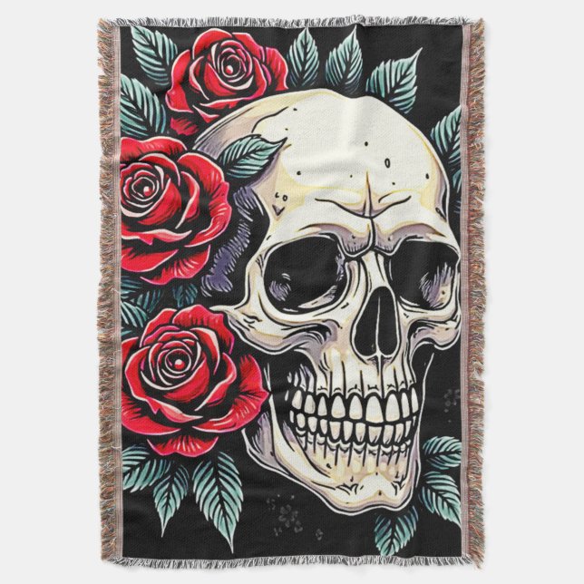 Skull Ro Tattoo Art Filt (Framsidan Vertikal)