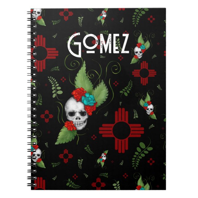 Skull Ro Zia Sol Greenery Black New mexico Anteckningsbok (Framsidan)