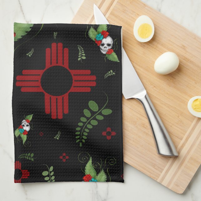 Skull Ro Zia Sol Greenery Black New mexico Kökshandduk (Vikt i Fjärdedel)