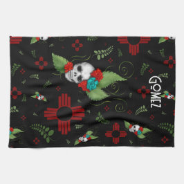 Skull Ro Zia Sol Greenery Black New mexico Kökshandduk