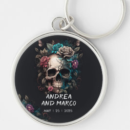 Skull Rock and roll Gothic Wedding Favor Rund Silverfärgad Nyckelring
