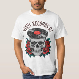 skull rocker head record player t shirt
