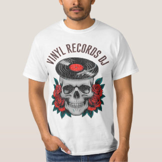 skull rocker head record player t shirt