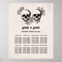 Skull Röd ros 8 Bord-planen Bröllop Poster sittpla