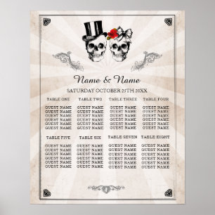 Skull Röd ros 8 Bord-planen Bröllop Poster sittpla
