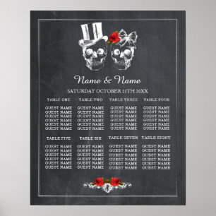 Skull Röd ros 8 Bord-planen Bröllop Poster sittpla