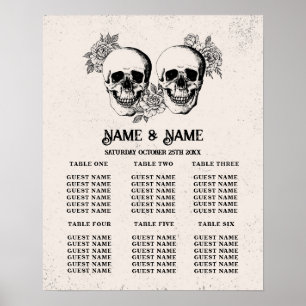 Skull Röd ros Bord-planen Bröllop Poster sittplats