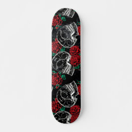 Skull Röd ros | Distress Modern Gotham Glam Mini Skateboard Bräda 18,5 Cm