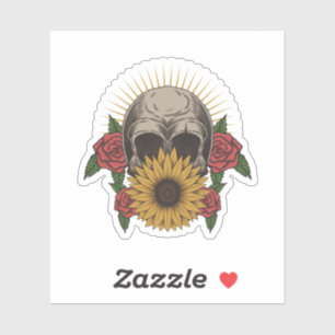 Skull Röd ros Solros Klistermärken