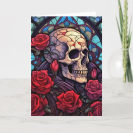 Skull & Röd ros V2 tomt gratulationskort Kort