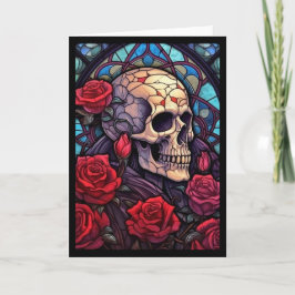 Skull & Röd ros V3 tomt gratulationskort Kort