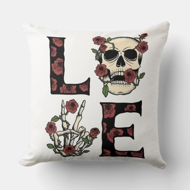 Skull & Roses Kudde (Framsida)