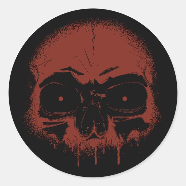 Skull Runt Klistermärke (Framsida)