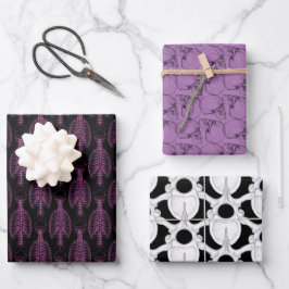 Skull & ryggrad Lila Wrapping Papper Lakan