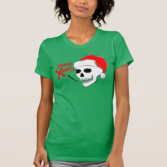 Skull Santa God jul T-shirt (Framsida)