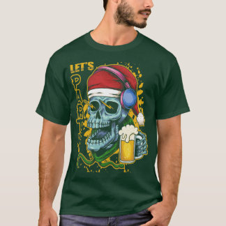 Skull Santa Lets Beer Party T Shirt
