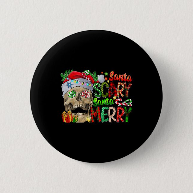 Skull Santa Scary Santa God jul Matching F Knapp (Framsida)