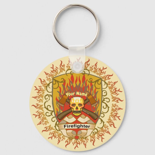 Skull Shield Firefighter Nyckelring (Framsida)