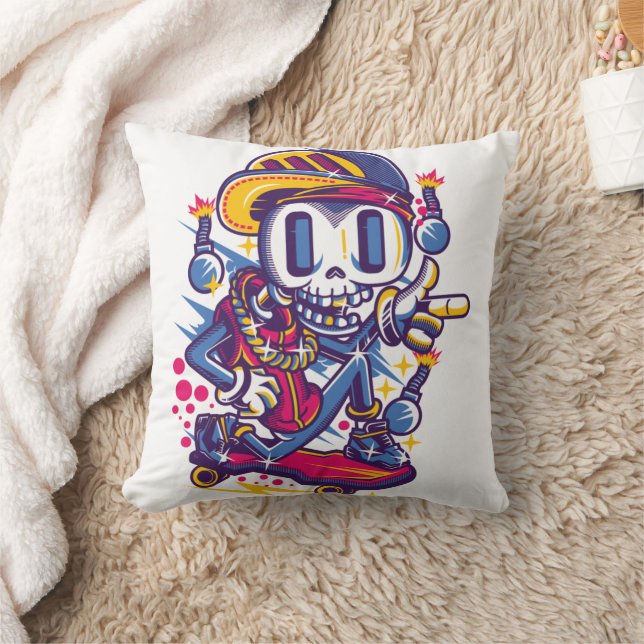 Skull Skater Throw Pillow Kudde (Filt)