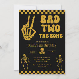 Skull Skeleton Bad to the Bone 2nd Birthday Inbjudningar
