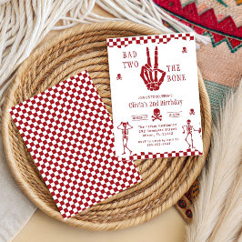 Skull Skeleton Bad to the Bone 2nd Birthday  Inbjudningar