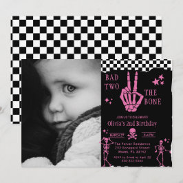 Skull Skeleton Bad to the Bone 2nd Birthday Inbjudningar