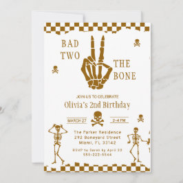 Skull Skeleton Bad to the Bone 2nd Birthday Inbjudningar