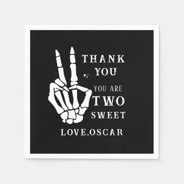 Skull Skeleton Bad to the Bone 2nd Birthday  Pappersservett (Framsidan)