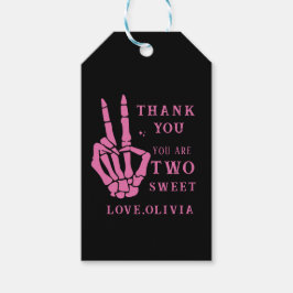 Skull Skeleton Bad to the Bone 2nd Birthday Presentetikett