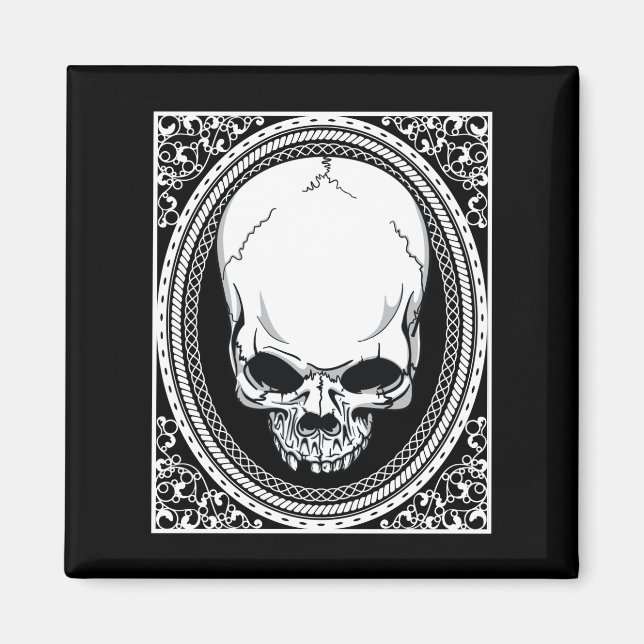 Skull ~ Skeleton Döskallars Gothic Black Magnet (Framsidan)
