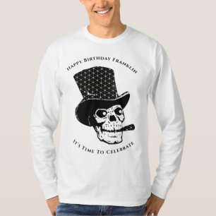 Skull Skeleton Grattis på födelsedagen Roligt P T Shirt