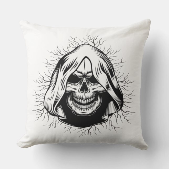 Skull Skeleton Halloween Dekorativ kudde (Framsida)