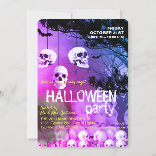 Skull Skeleton Halloween fest Freaky Night Inbjudningar