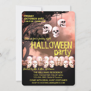 Skull Skeleton Halloween fest Freaky Night Inbjudningar
