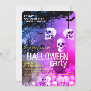 Skull Skeleton Halloween fest Freaky Night Inbjudningar