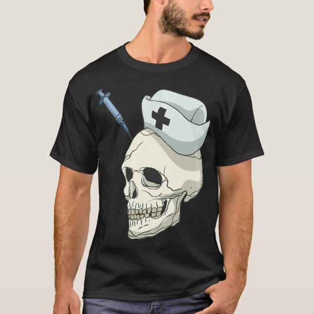 Skull Skeleton Nursinjektion T Shirt (Framsida)