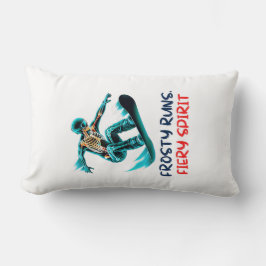 Skull Skeleton Snowboarding Thrill Äventyr Lumbarkudde