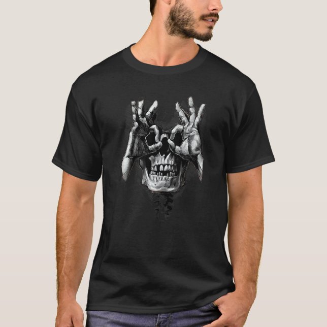 Skull  Skull With Death Metal Skull Fan T Shirt (Framsida)