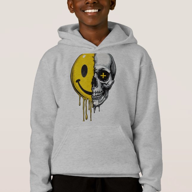 Skull Smiley Drip Hoodie – Street Art Bold Desig T Shirt (Framsida)