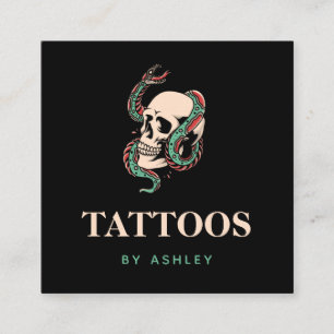 Skull Snake Gothic Stil Tattoo Artist Minimalist Fyrkantigt Visitkort