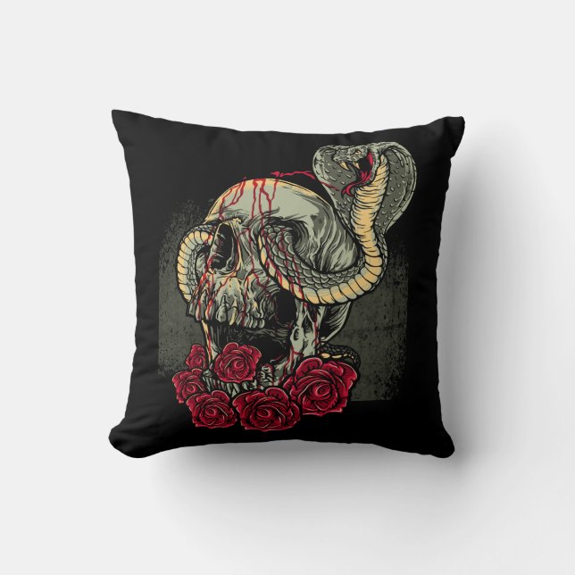 Skull Snake Ro Scary Horror Kudde (Framsida)