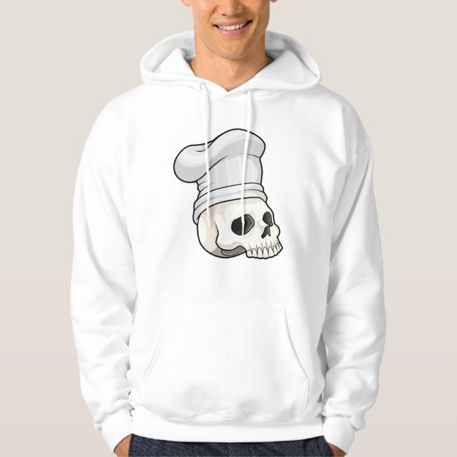 Skull som Cook med Chef hat Hoodie (Framsida)